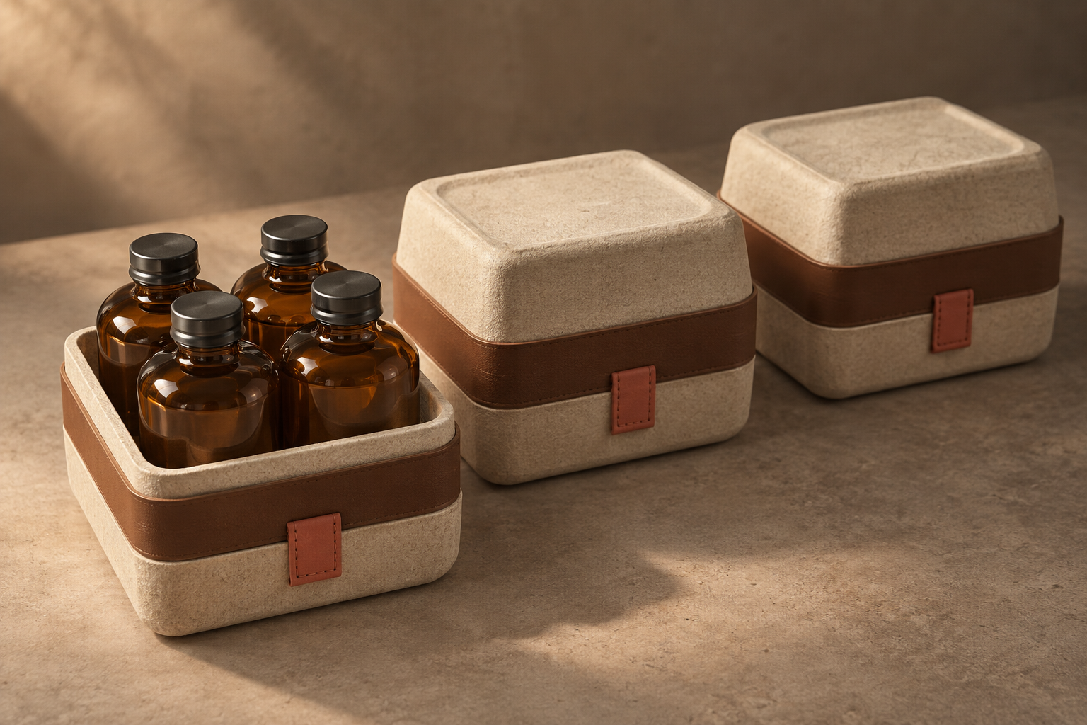 One open four-unit case pack followed by two matching complete packs
